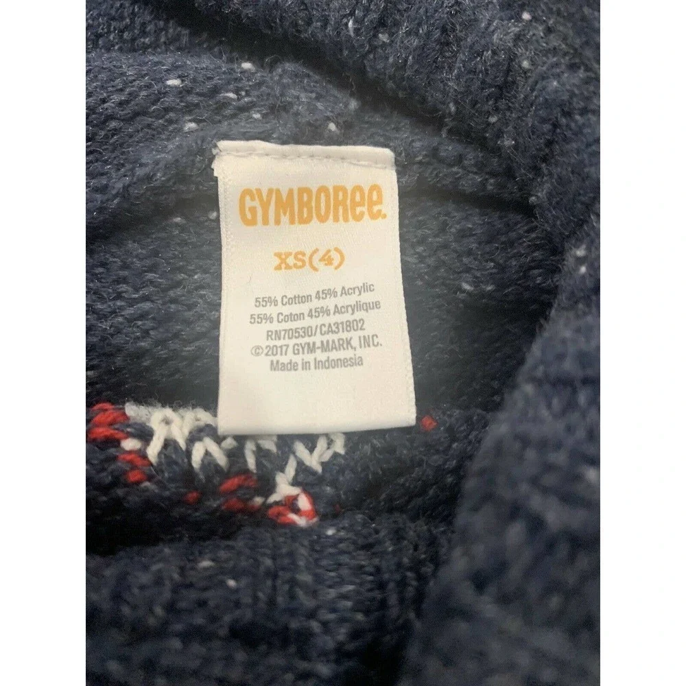 Gymboree Boy’s Hooded Long Sleeve Sweater Santa Shark Navy Size XS (4)​